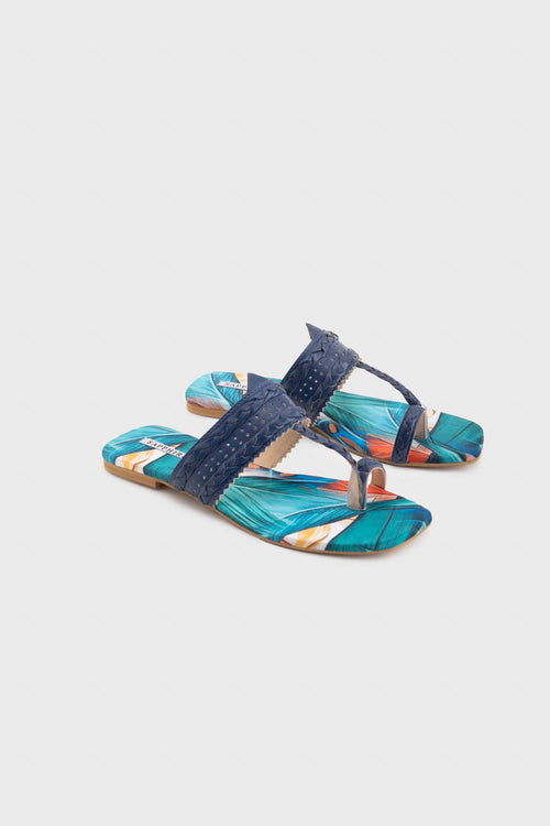 Sapphire - Printed Satin Kolapuri
