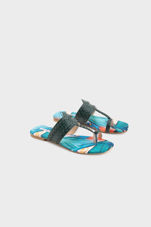 Sapphire - Printed Satin Kolapuri