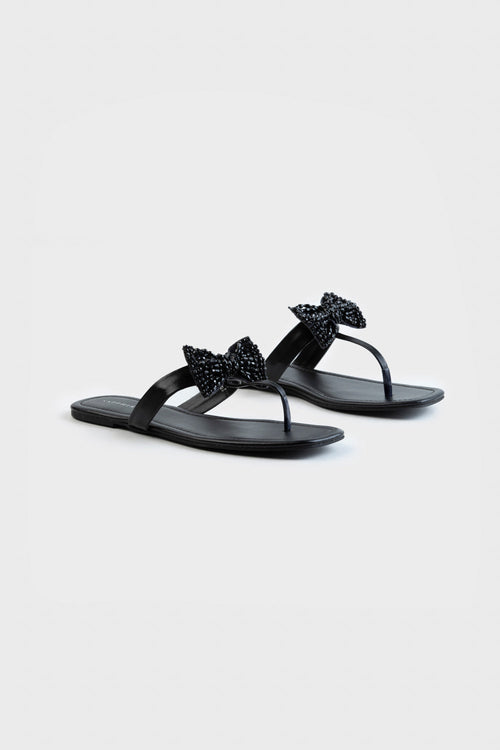 Sapphire - Embellished Black Flats