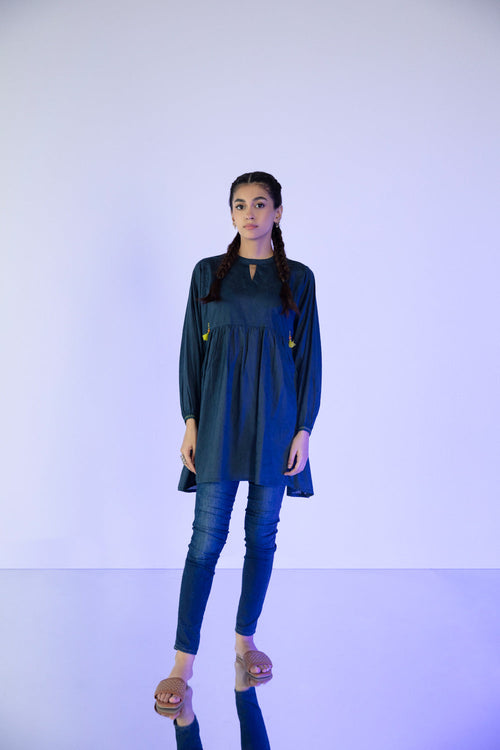 Sapphire- Solid Jacquard Kurti