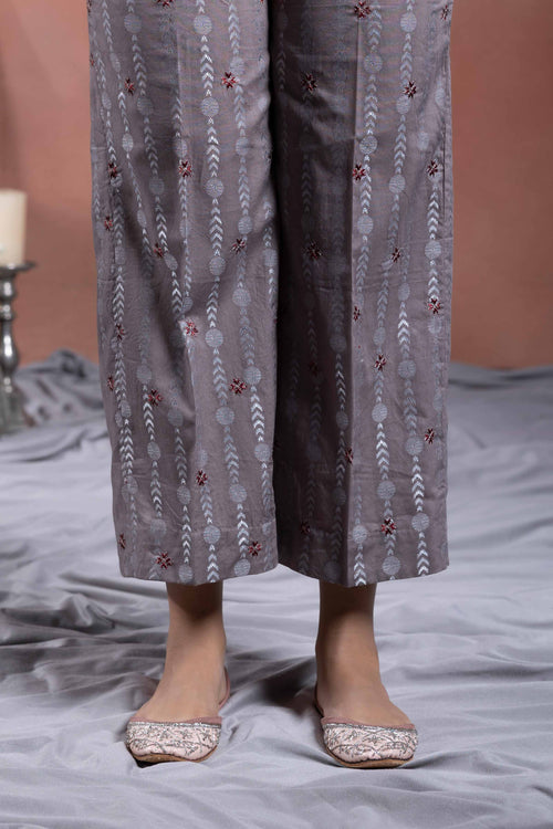 Sapphire - Embroidered Jacquard Culottes (only Trouser)