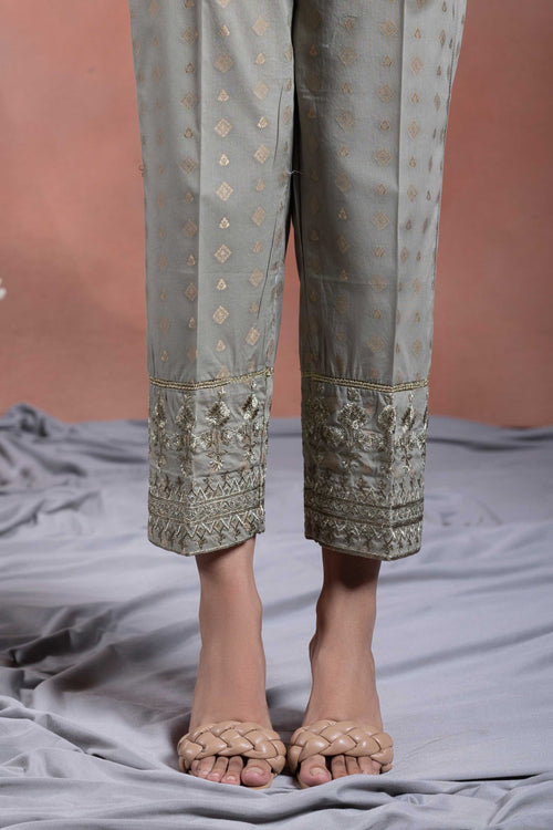 Sapphire - Embroidered Jacquard Pants