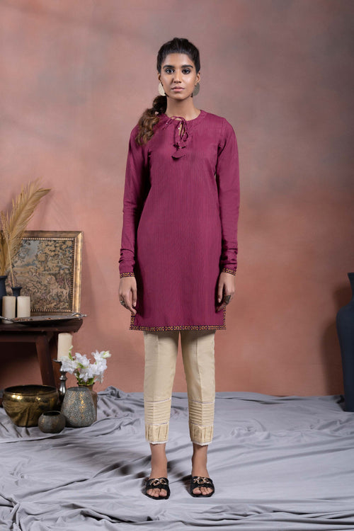 Sapphire - Solid Zari Khaddar Shirt