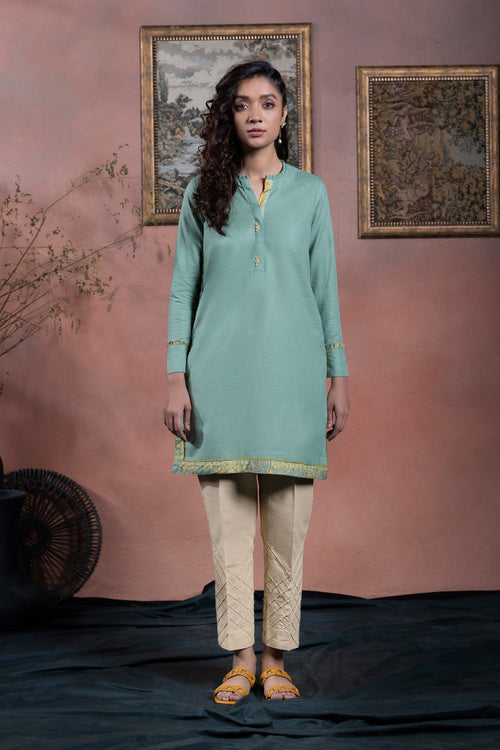 Sapphire - Solid Zari Khaddar Shirt