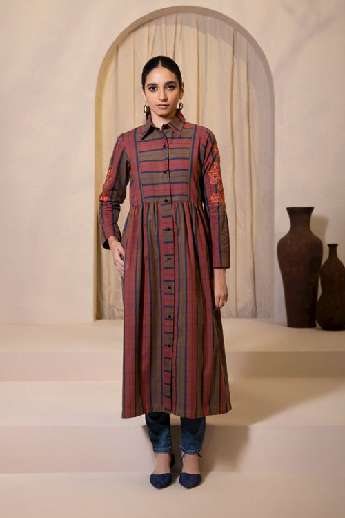 Sapphire - Embroidered Yarn Dyed Shirt