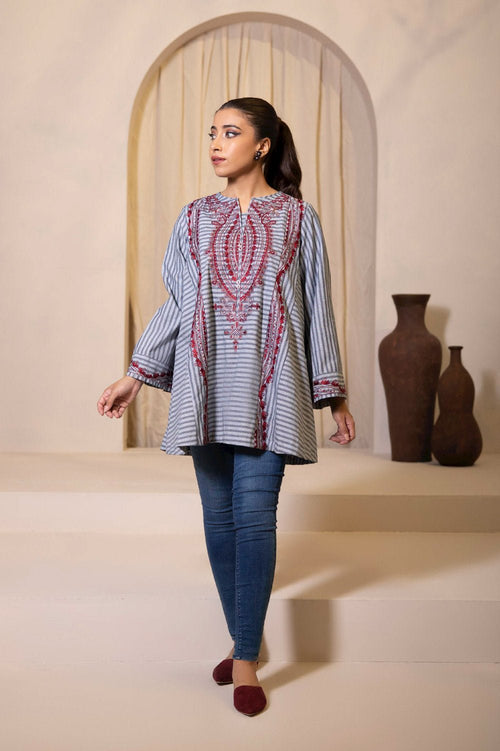 Sapphire - Embroidered Yarn Dyed Shirt