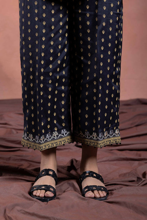 Sapphire - Embroidered Raw Silk Culottes