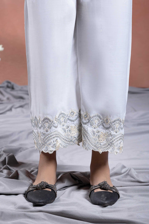 Sapphire - Embroidered Raw Silk Culottes
