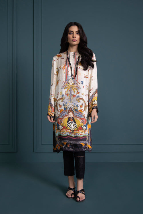 Sapphire - Printed Viscose Charmeuse Shirt