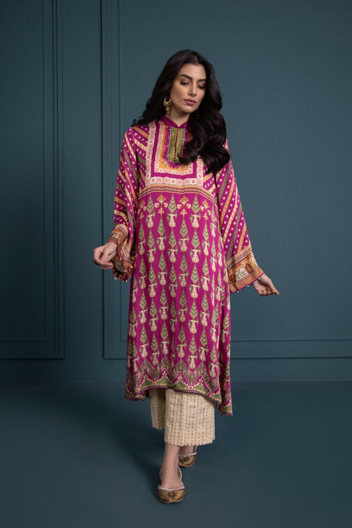 Sapphire - Printed Viscose Charmeuse Shirt