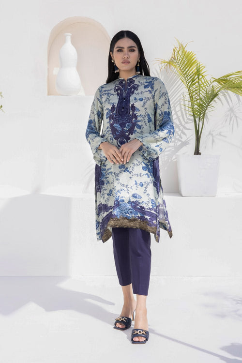 Sapphire - Printed Silk Shirt Blue