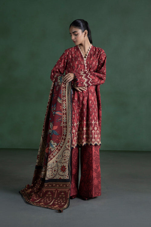 Sapphire- 3 Piece - Embroidered Khaddar Suit