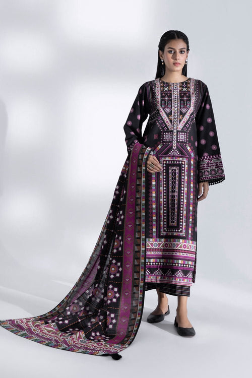 Sapphire- 3 Piece - Embroidered Khaddar Suit