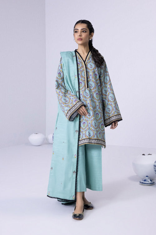Sapphire- 3 Piece - Embroidered Khaddar Suit