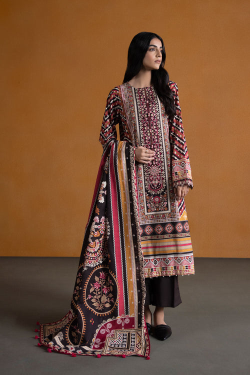 Sapphire- 3 Piece - Embroidered Khaddar Suit