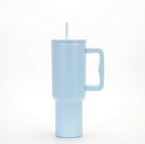 Home.co - Leak-proof 40 Oz Tumbler With Lid & Straw - Light Blue