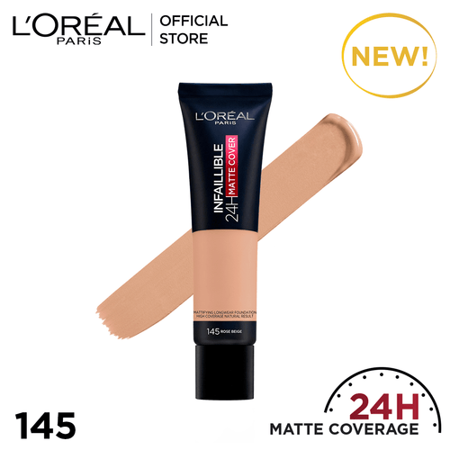 Loreal Paris Infallible 24h Matte Cover Liquid Foundation - 145 Rose Beige