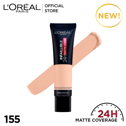 Loreal Paris Infallible 24h Matte Cover Liquid Foundation - 155 Natural Rose