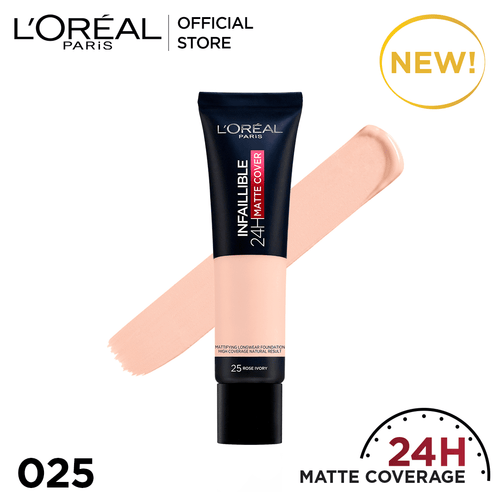Loreal Paris Infallible 24h Matte Cover Liquid Foundation - 25 Rose Ivory