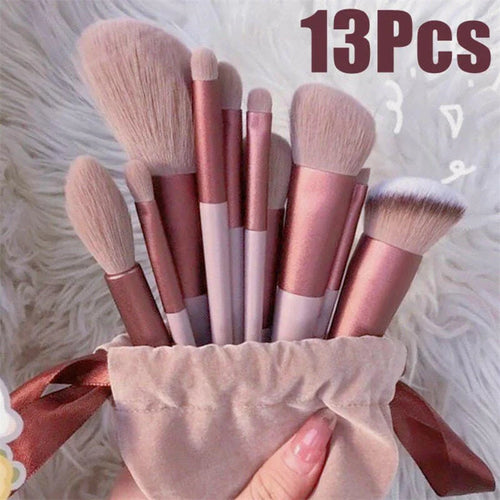 Colorme - Julystar 13pcs Makeup Brush Set Soft Hair Loose Powder Eyeshadow Concealer Contour Eyeliner Brush Foundation Beauty Cosmetic Tools Potli Brush Set