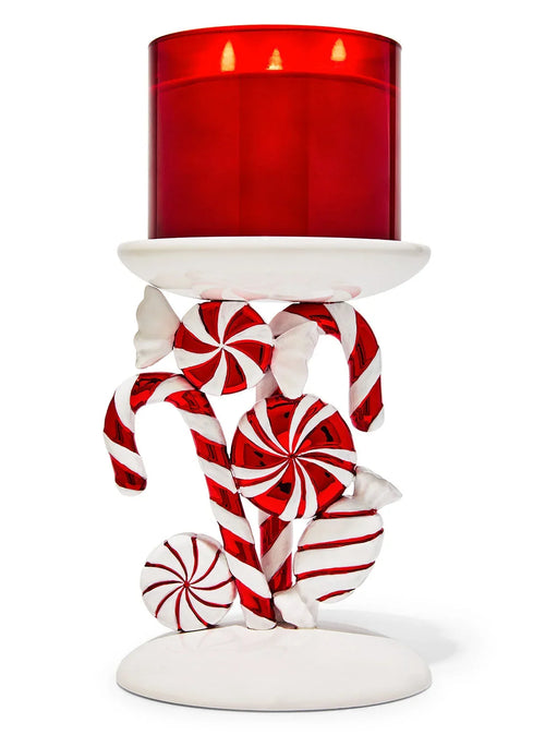 Bath & Body Works - Twisted Peppermint Pedestal 3 Wick Candle Holders