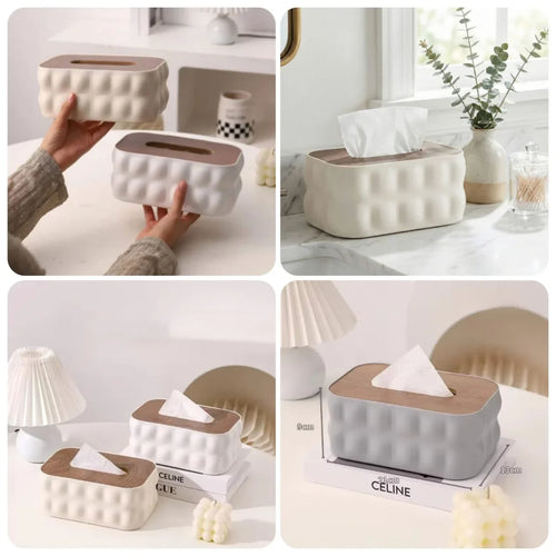 Home.co - Bubble Tissue Box Wooden Lid (random Color)