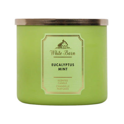 BBW CANDLE 3 WICK WHITE BARN EUCALYPTUS MINT 411 G