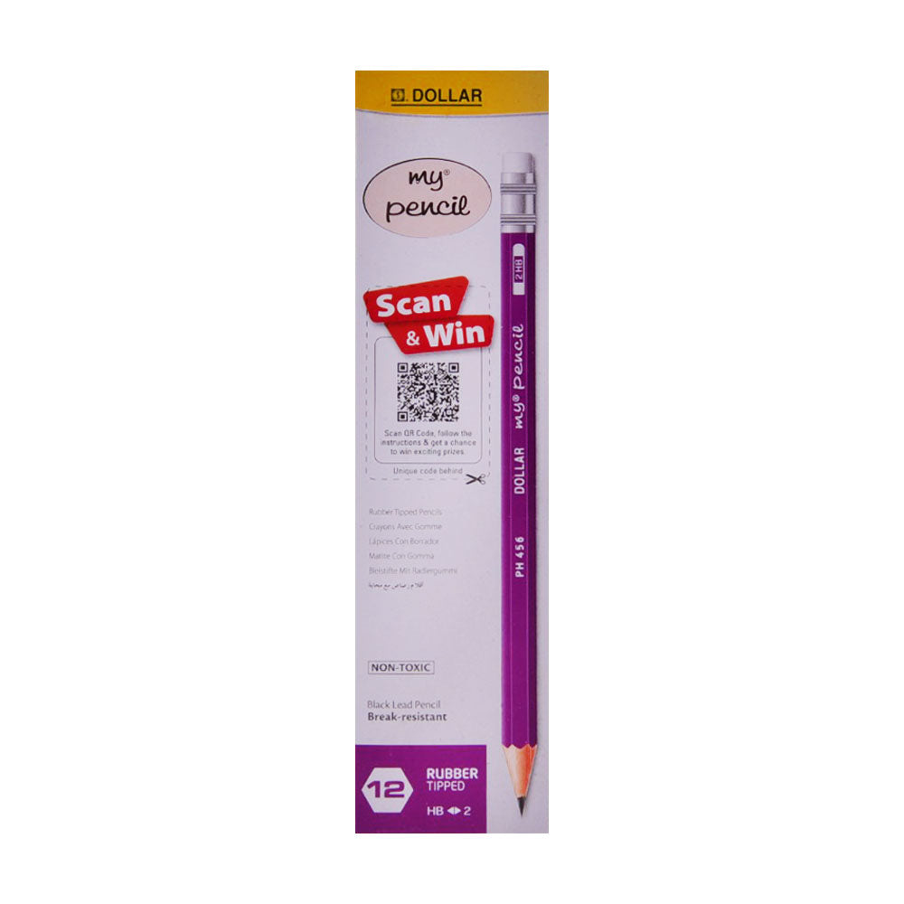 PT456 DOLLAR MY PENCIL WOW PENCIL 12PC PACK PURPLE
