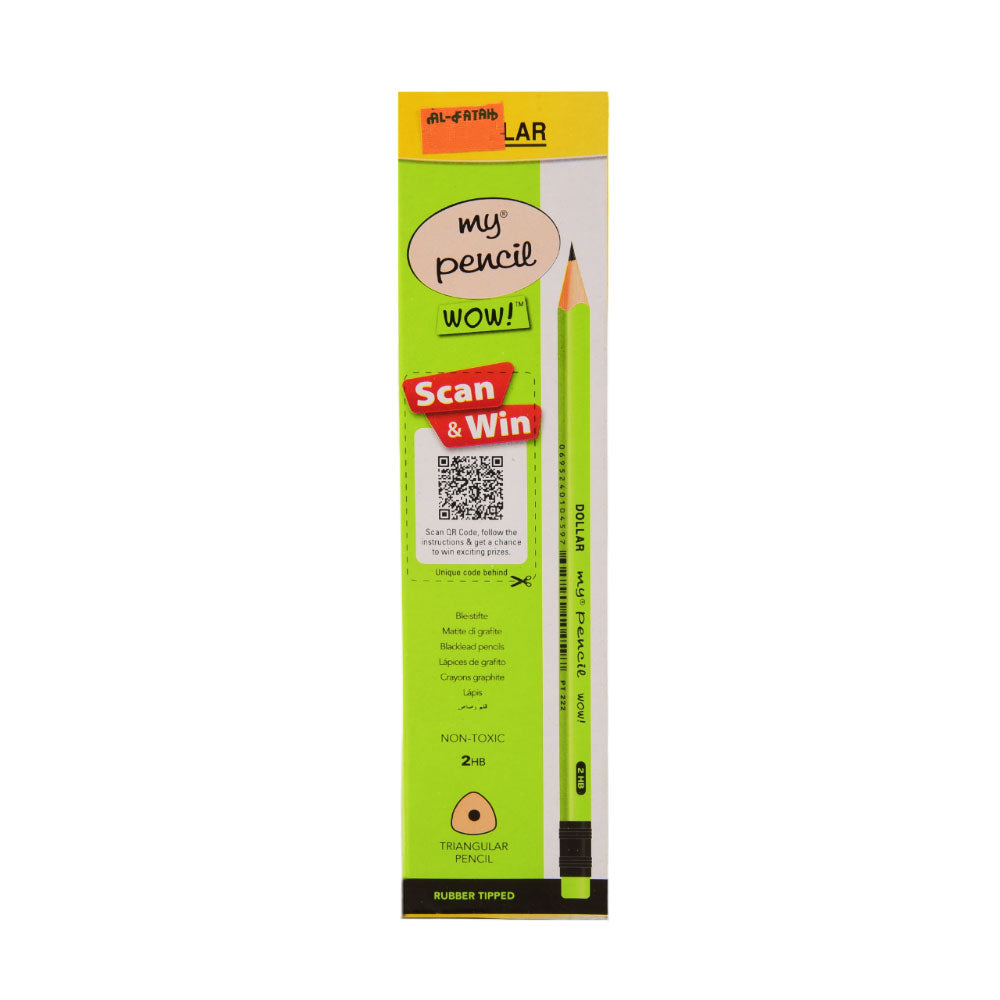 PT222 DOLLAR MY PENCIL WOW PENCIL 12PC PACK GREEN
