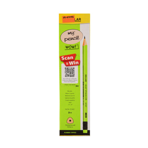 PT222 DOLLAR MY PENCIL WOW PENCIL 12PC PACK GREEN
