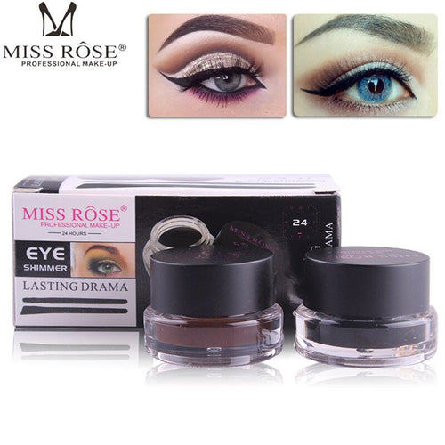 Miss Rose - Gel Eyeliner 2 Color Set Black And Brown 4 Hours Long Lasting Waterproof