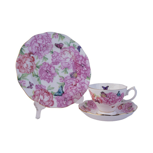 CUP & SAUCER SET ROYAL ALBERT 3PC MIRAND GRATIT