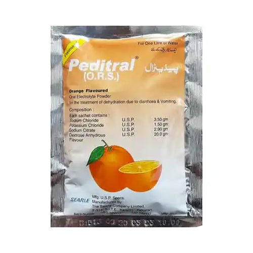 Peditral Powder Orange Sachet (25 Sachets) - Oral Rehydration Salts (ORS)