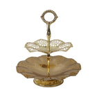 DISH CAKE 2 TIER QUEENANE GOLD 6375