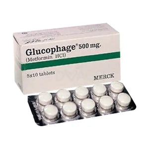 Glucophage Tablets 500mg (5 Strips x 10 Tablets) – Metformin Hydrochloride