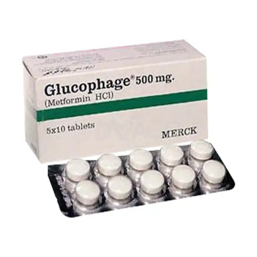 Glucophage Tablets 500mg (5 Strips x 10 Tablets) – Metformin Hydrochloride