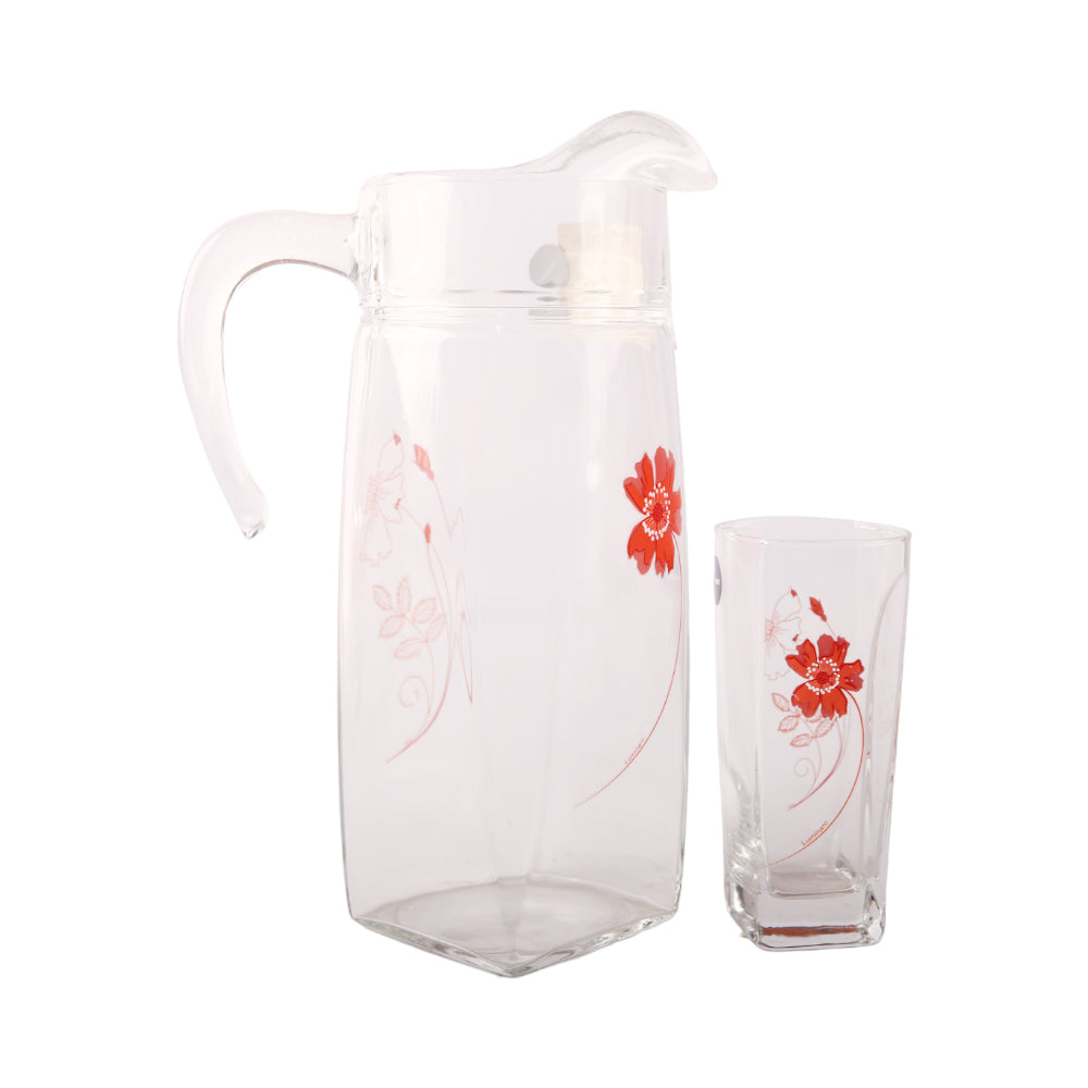 WATER SET 7PC LUMINARC FLAME GARDEN FLOWER Q4124