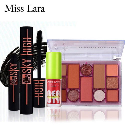 Miss Lara 3 In 1 (12 Colors Eye Shadow ,eye Masacar , Lip Gloss) Skin Care Series