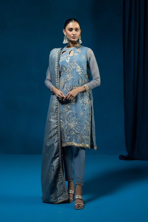 Sapphire -embroidered Organza Shirt