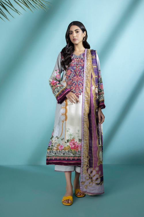 Sapphire - 2 Piece - Embroidered Satin Suit (shirt+dupatta)