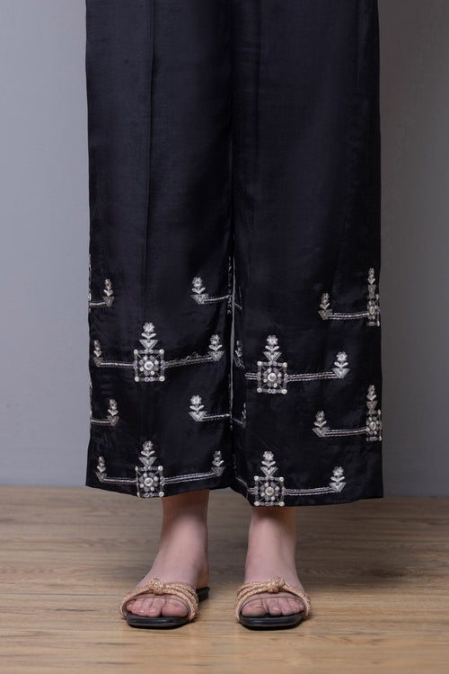Sapphire - Embroidered Raw Silk Culottes