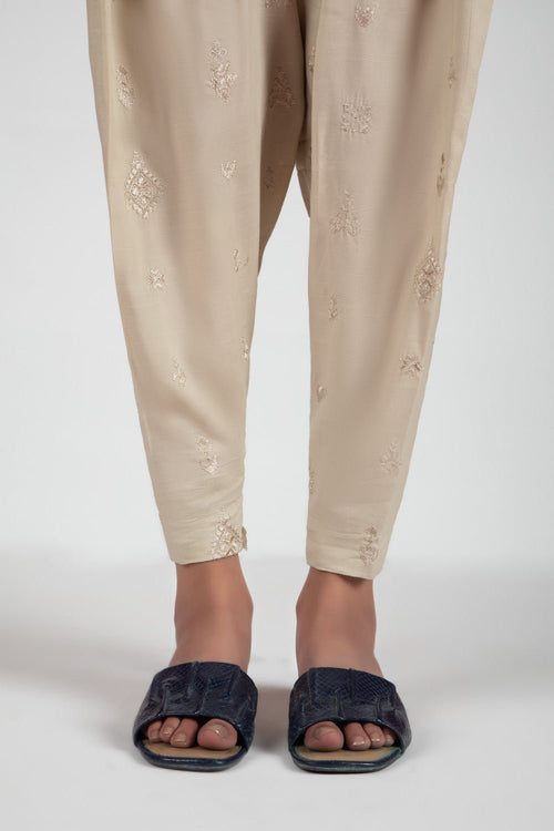 Sapphire - Embroidered Raw Silk Shalwar