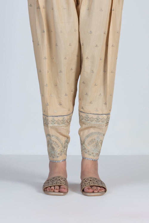 Sapphire - Embroidered Raw Silk Shalwar