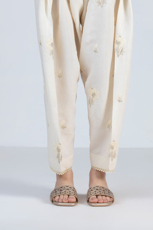 Sapphire - Embroidered Raw Silk Shalwar