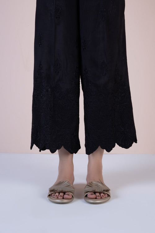 Sapphire - Embroidered Raw Silk Culottes