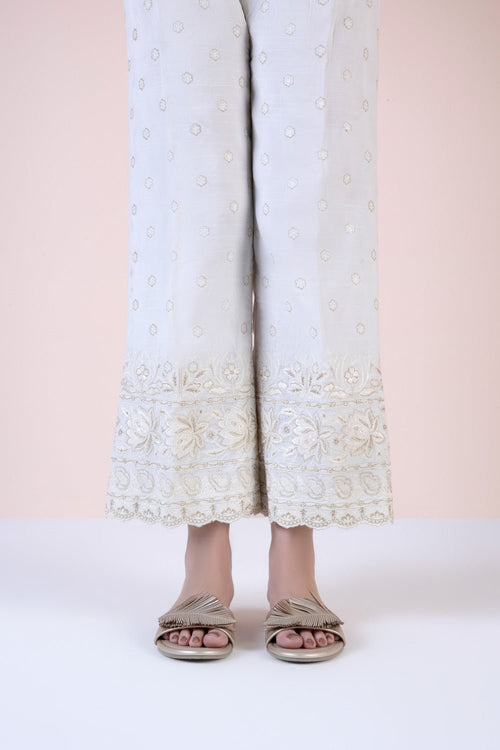 Sapphire - Embroidered Raw Silk Culottes