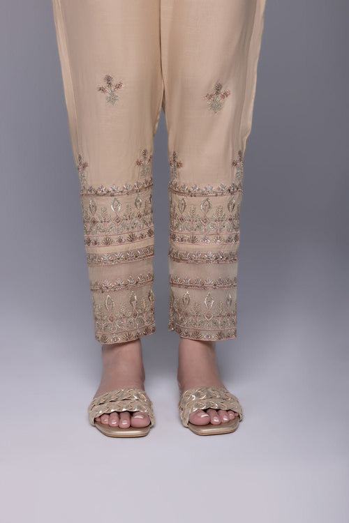 Sapphire - Embroidered Raw Silk Pants