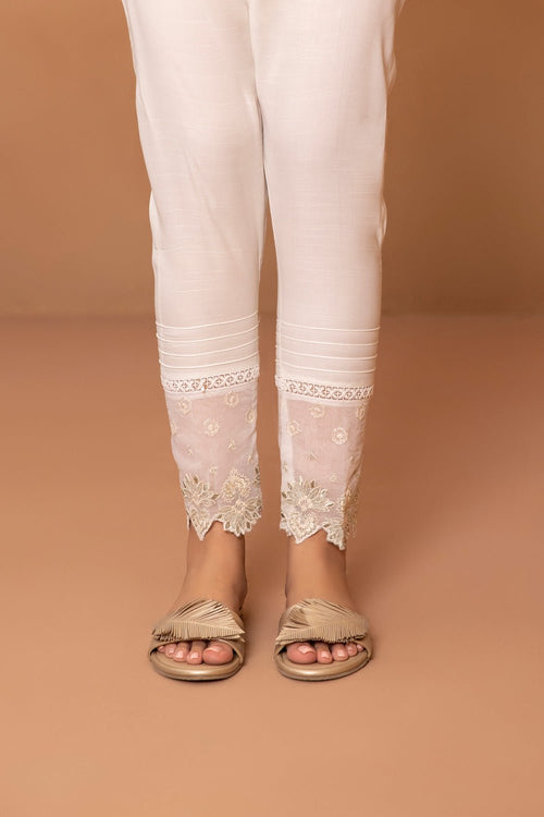 Sapphire - Embroidered Raw Silk Pants