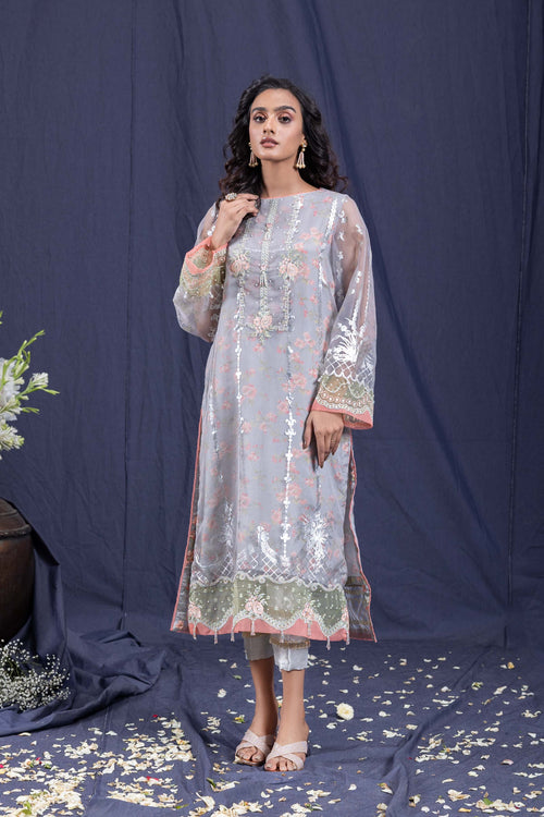 Sapphire - Embroidered Organza Shirt
