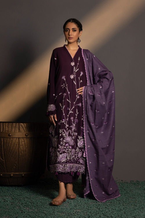 Sapphire- 3 Piece - Embroidered Khaddar Suit